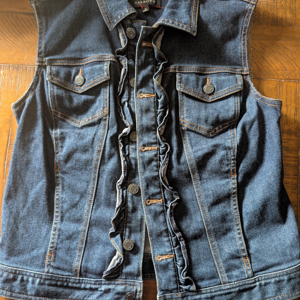 Talbots Dark Blue Denim Vest